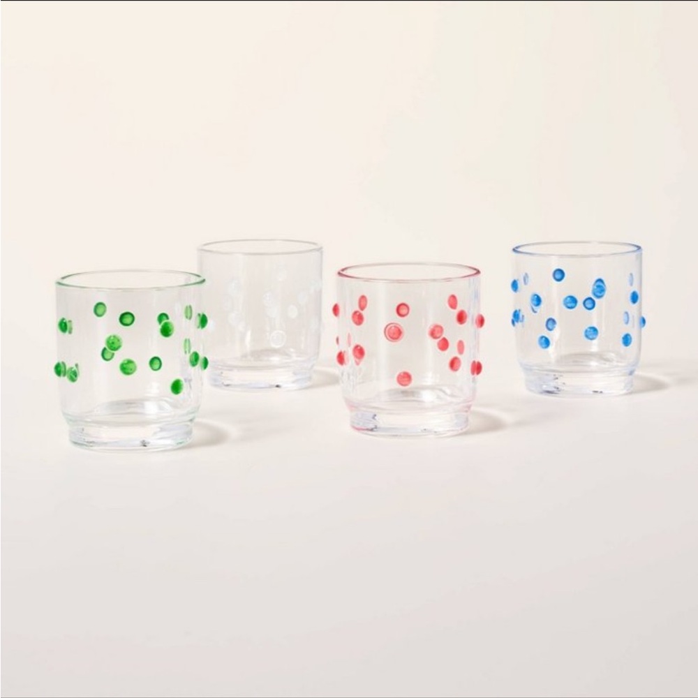 New Kate spade x Target 4 polka dot acrylic cup set drinkware new in box collab